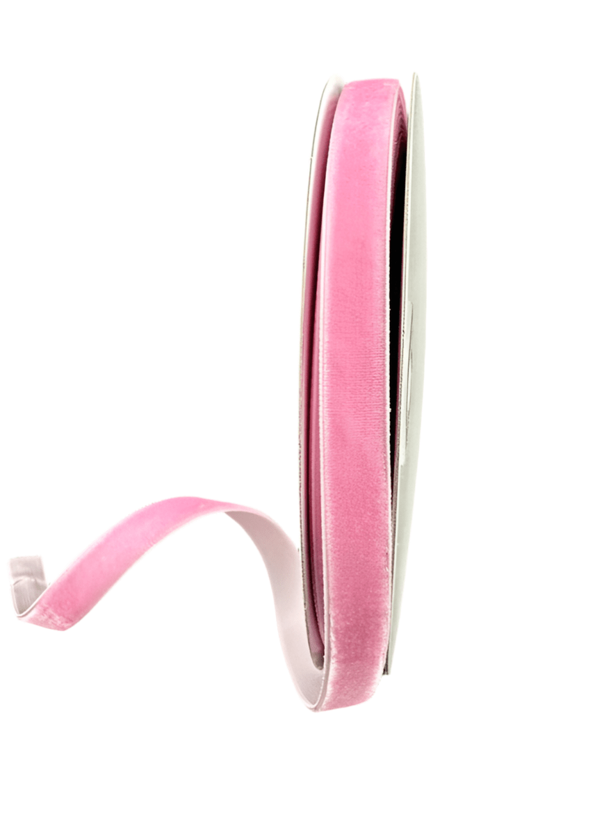 Pink unwired velvet ribbon 3/8” - Greenery MarketWired ribbonX950701 - 03