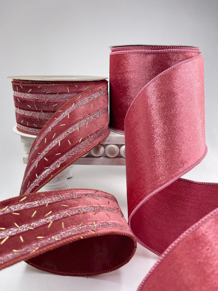 Pink velvet confetti ribbon - Greenery Market237846