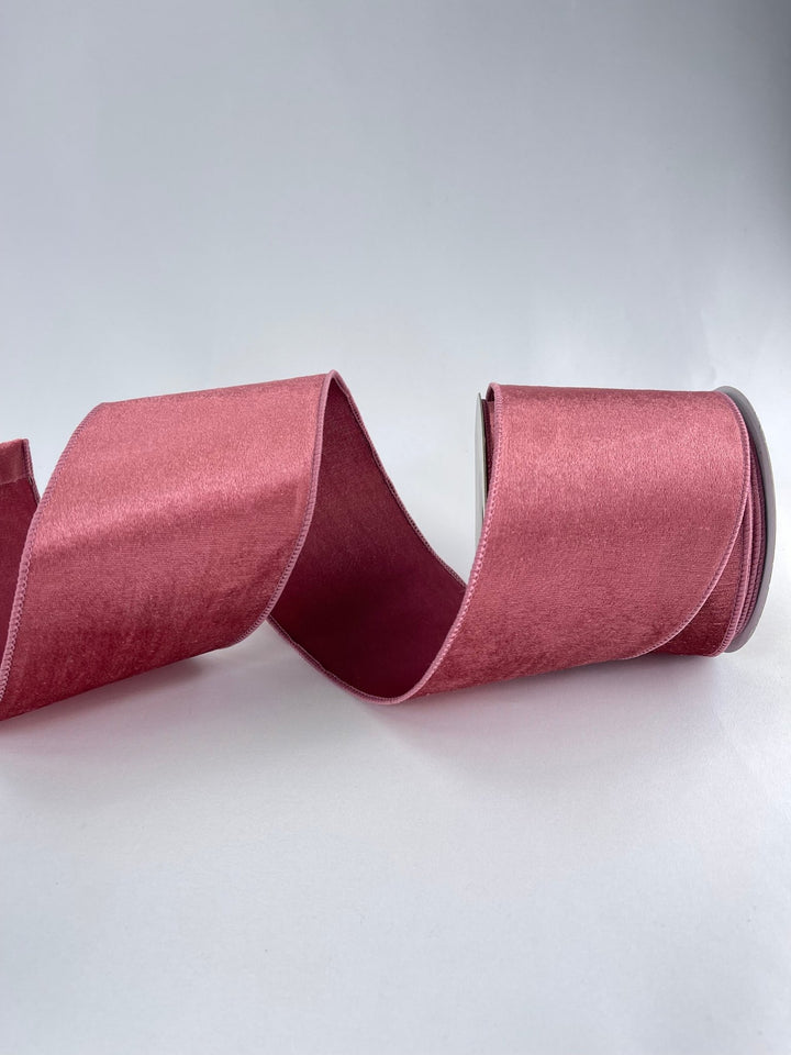 Pink velvet wired ribbon 4” - Greenery Market237340