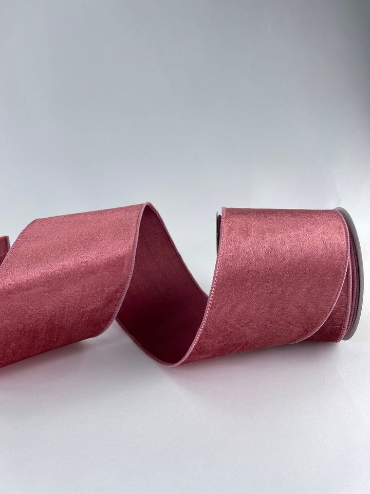 Pink velvet wired ribbon 4” - Greenery Market237340