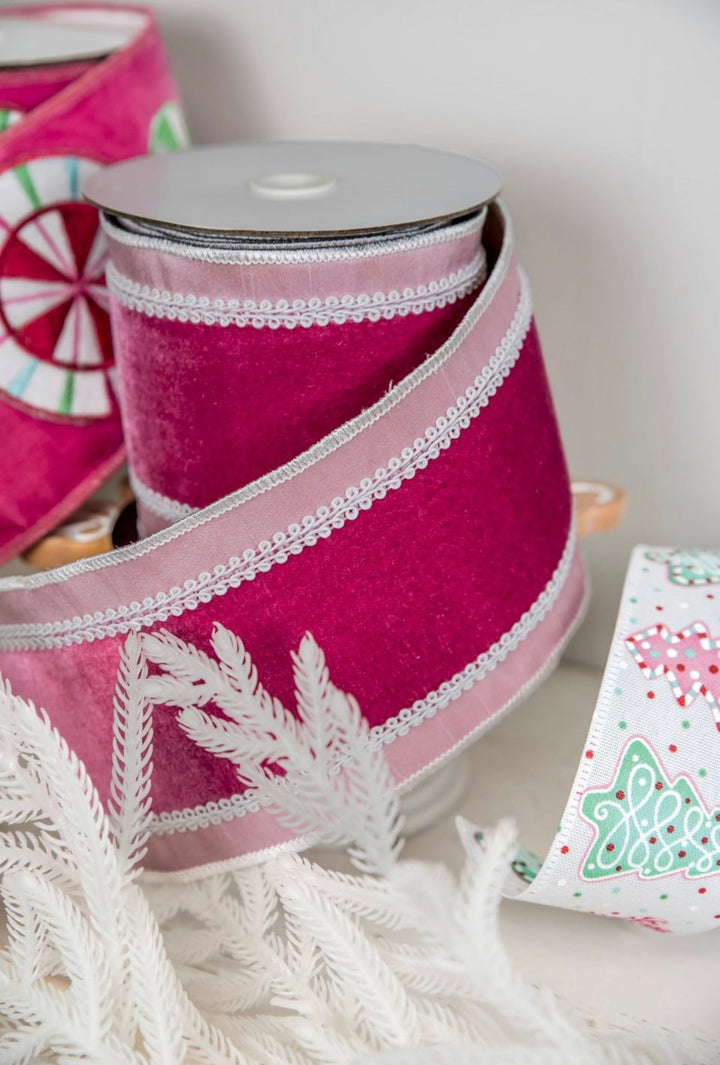 Pink velvet wired ribbon 4” - Greenery MarketMTX74601 PKMU