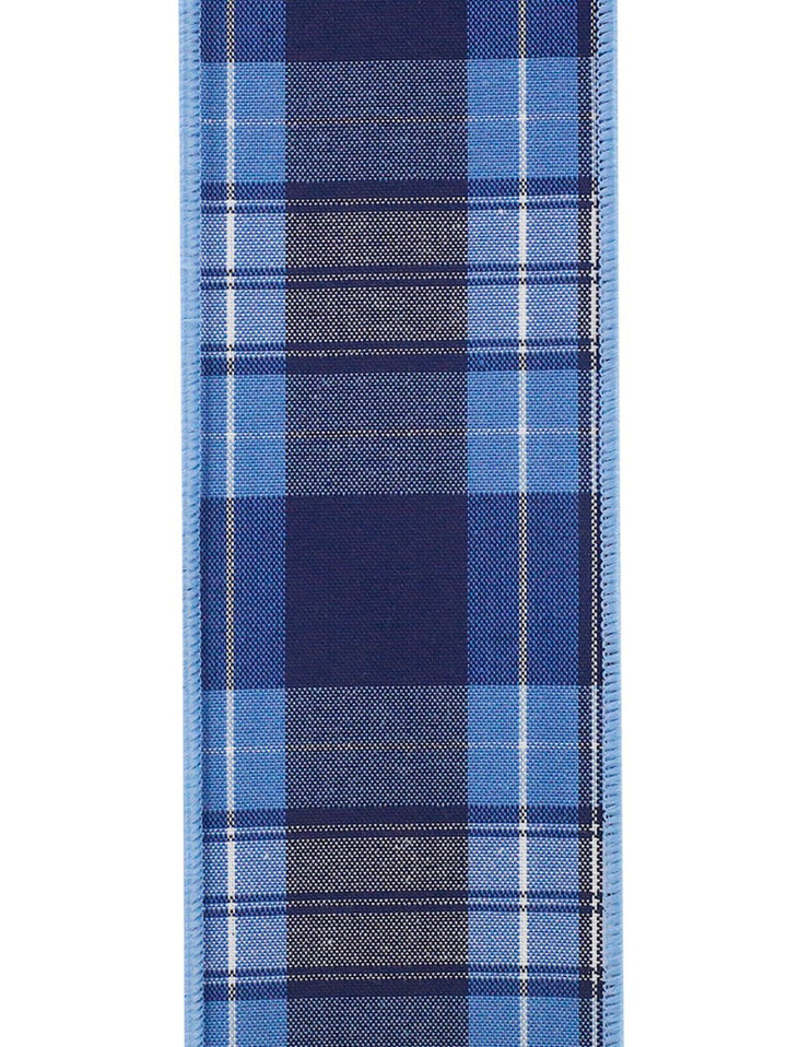 Plaid Ocean Blue Wired Ribnon - Greenery Market77308M - 001 - 40F