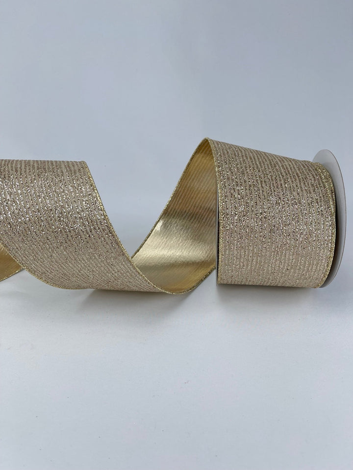 Platinum glitter stripe 4” farrisilk wired ribbon - Greenery MarketRibbons & TrimRA110 - 51