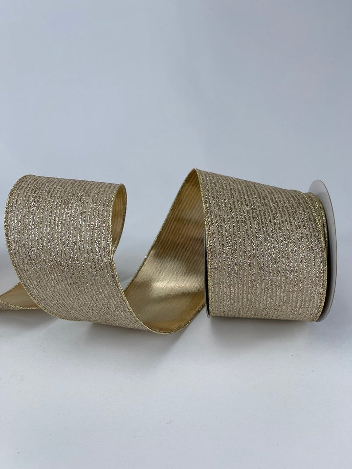 Platinum glitter stripe 4” farrisilk wired ribbon - Greenery MarketRibbons & TrimRA110 - 51