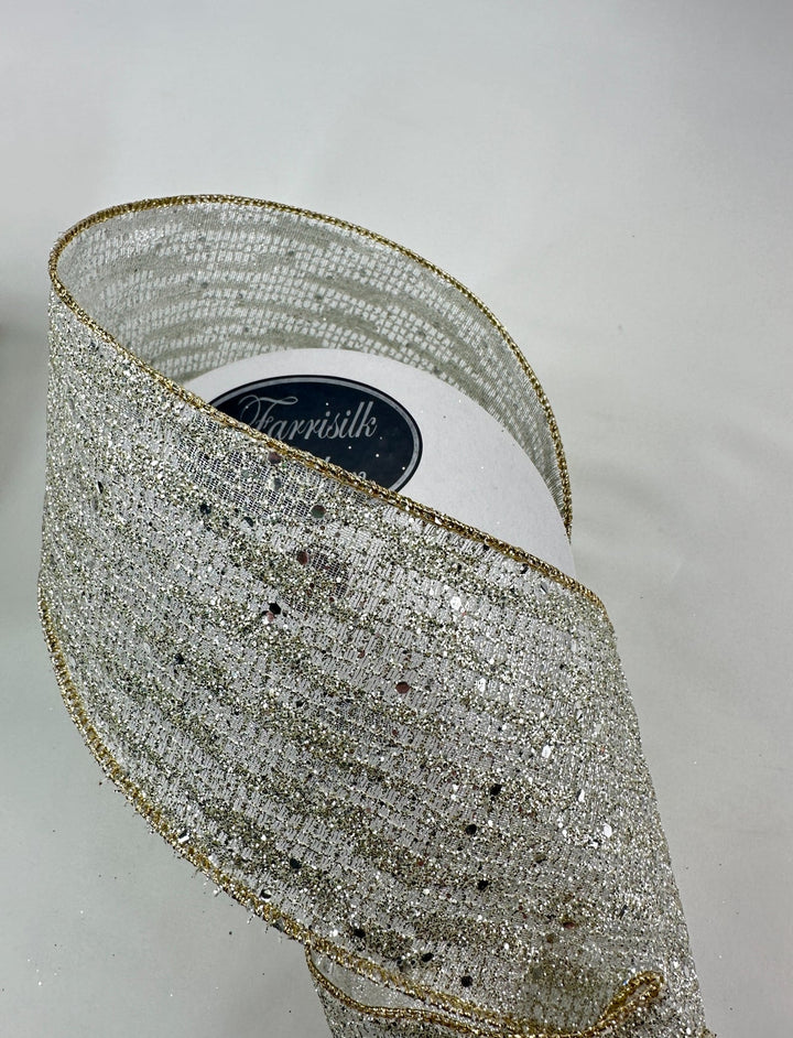 Platinum reflections 4” wired farrisilk ribbon - Greenery MarketRibbons & TrimRa272-51