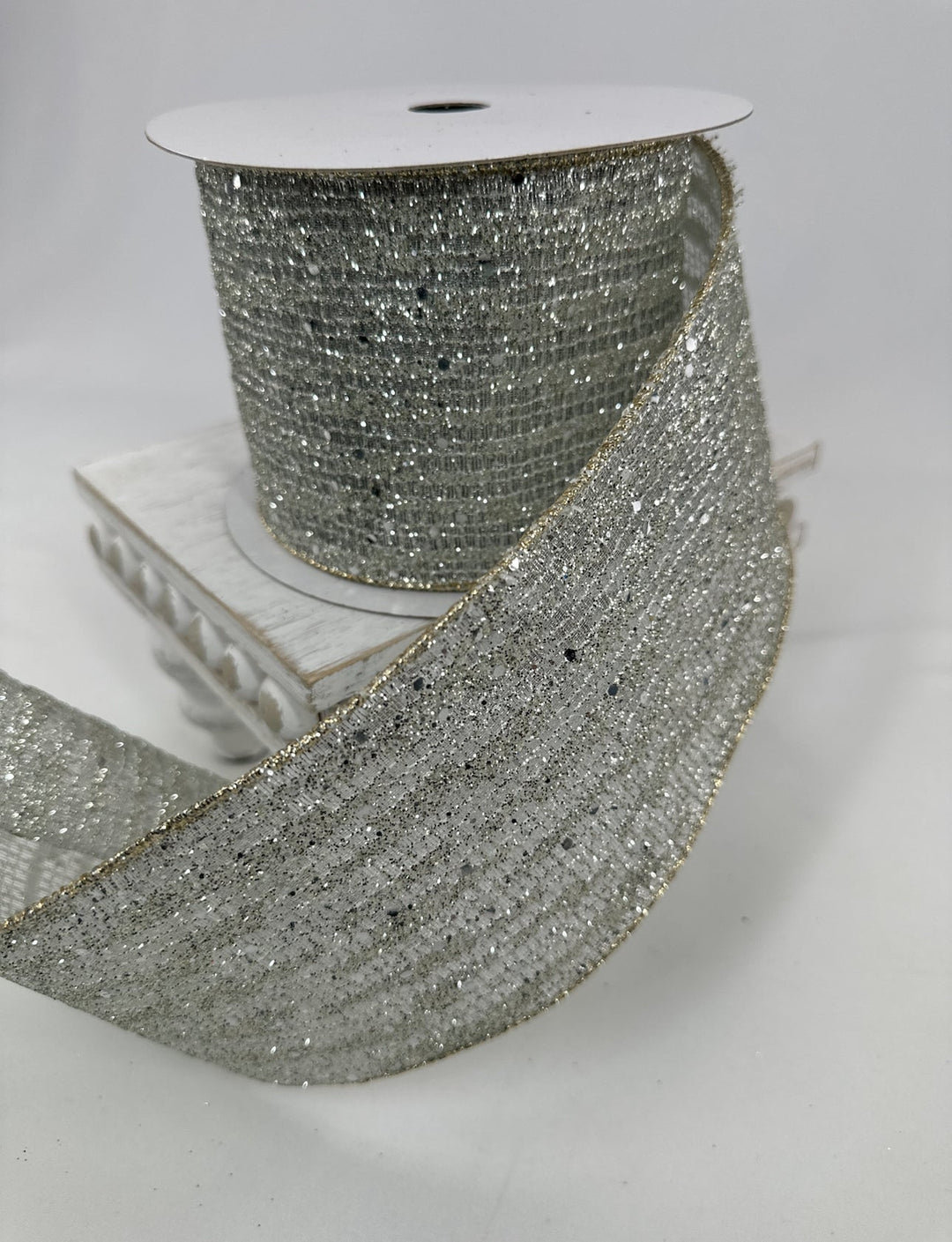 Platinum reflections 4” wired farrisilk ribbon - Greenery MarketRibbons & TrimRa272-51