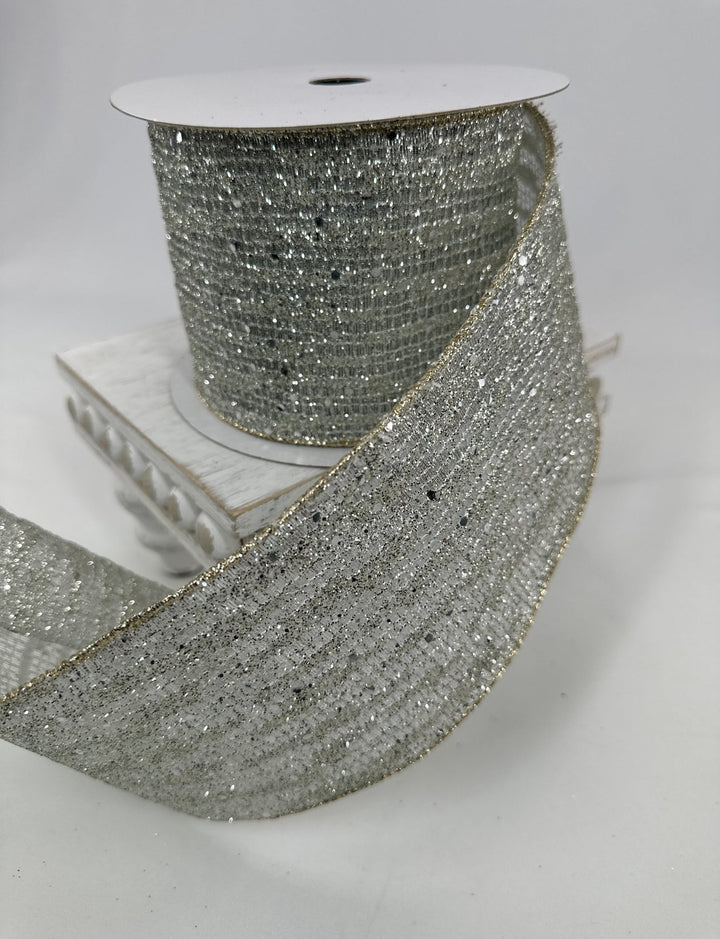 Platinum reflections 4” wired farrisilk ribbon - Greenery MarketRibbons & TrimRa272-51