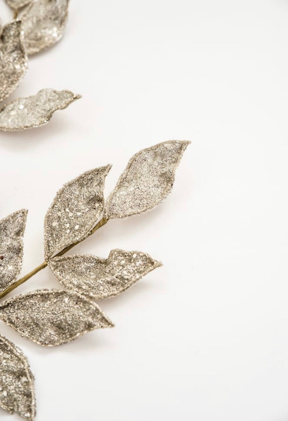 Platinum sequin and micro beaded leaves spray - Greenery MarketMTX68898 PLAT