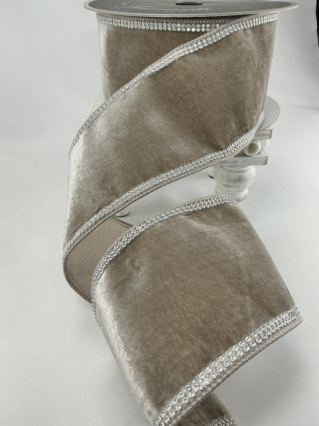 Platinum velvet sparkle 4” farrisilk wired ribbon - Greenery MarketRibbons & TrimRG255 - 51