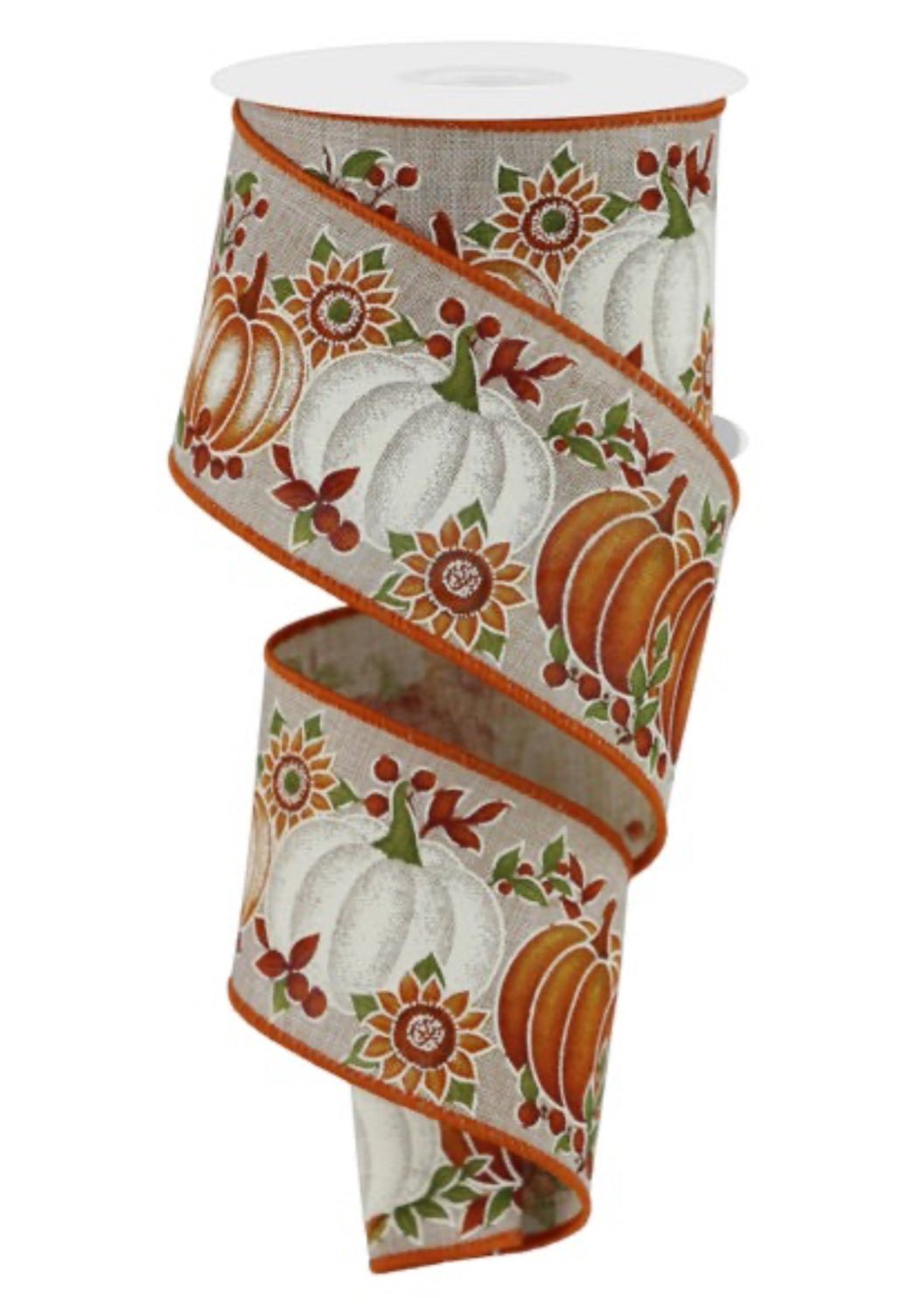 Pumpkin wired ribbon - natural and rust - Greenery MarketWired ribbonRGE195118