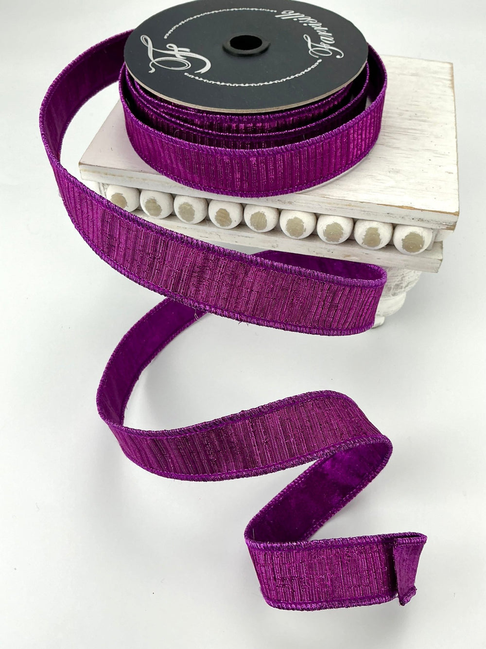 Purple 1” pleated metallic farrisilk wired ribbon - Greenery MarketRibbons & TrimRK437 - 27
