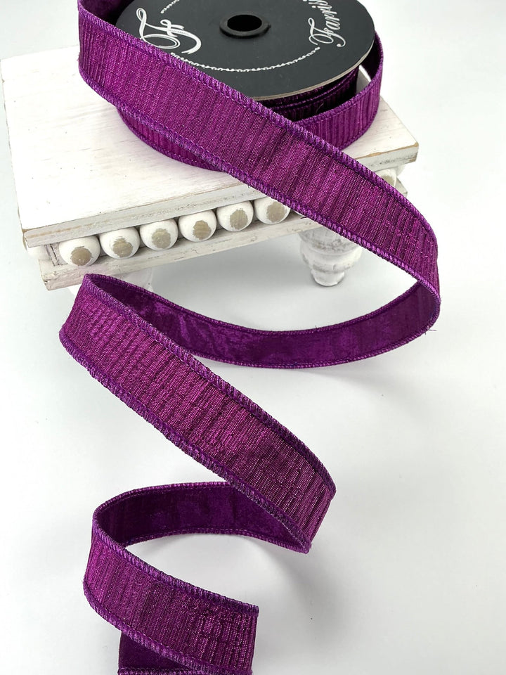 Purple 1” pleated metallic farrisilk wired ribbon - Greenery MarketRibbons & TrimRK437 - 27