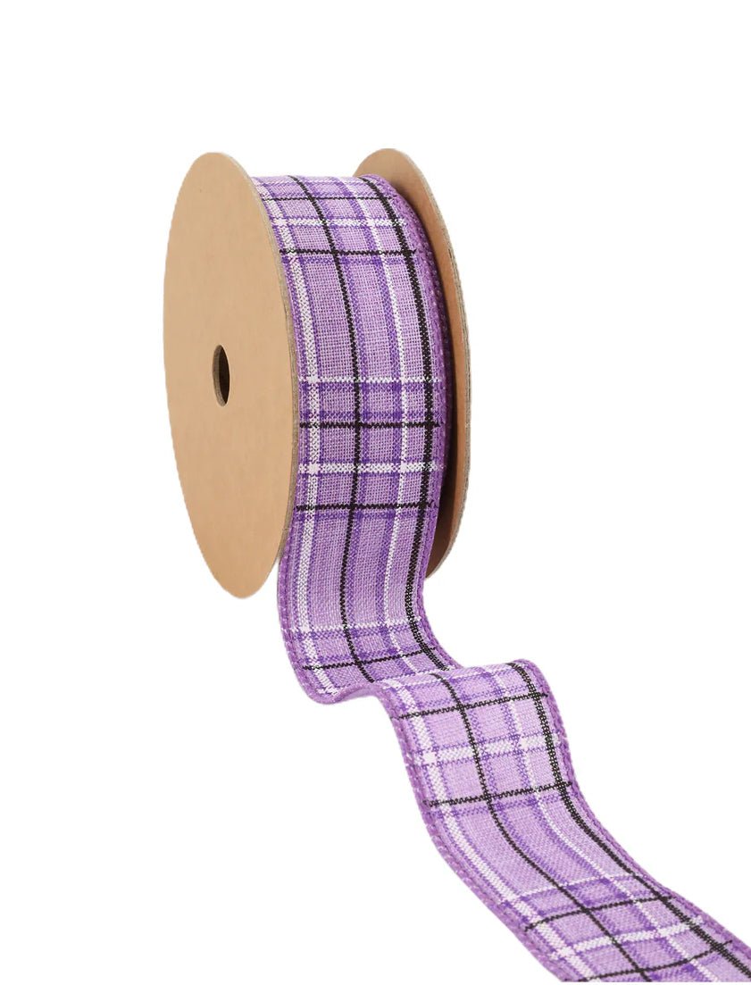Purple and black plaid wired ribbon 1.5” - Greenery Marketwired ribbon9324W - 463 - 38E
