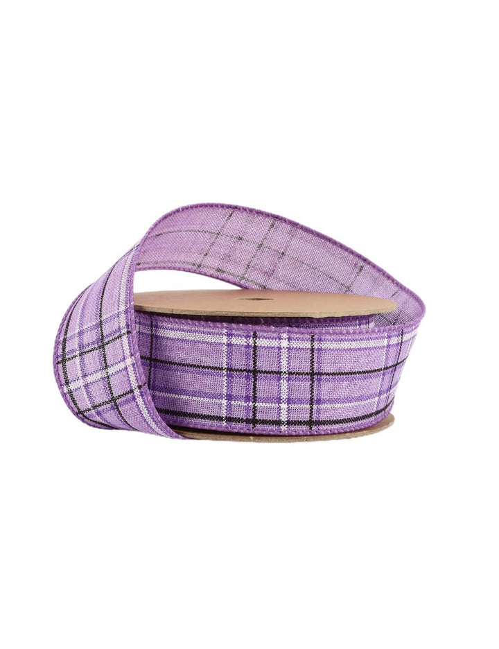 Purple and black plaid wired ribbon 1.5” - Greenery Marketwired ribbon9324W - 463 - 38E