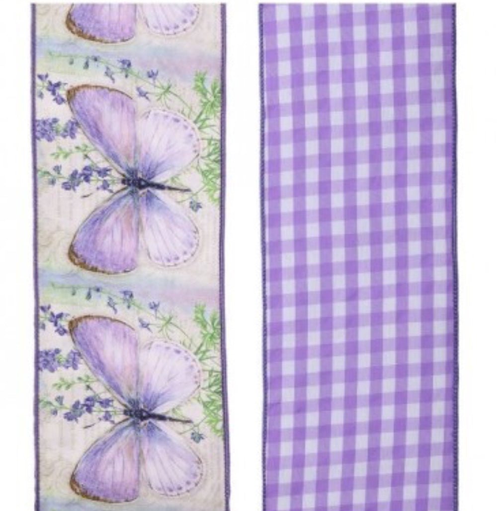 Purple Butterflies 4” wired ribbon - Greenery MarketRibbons & TrimMT26557