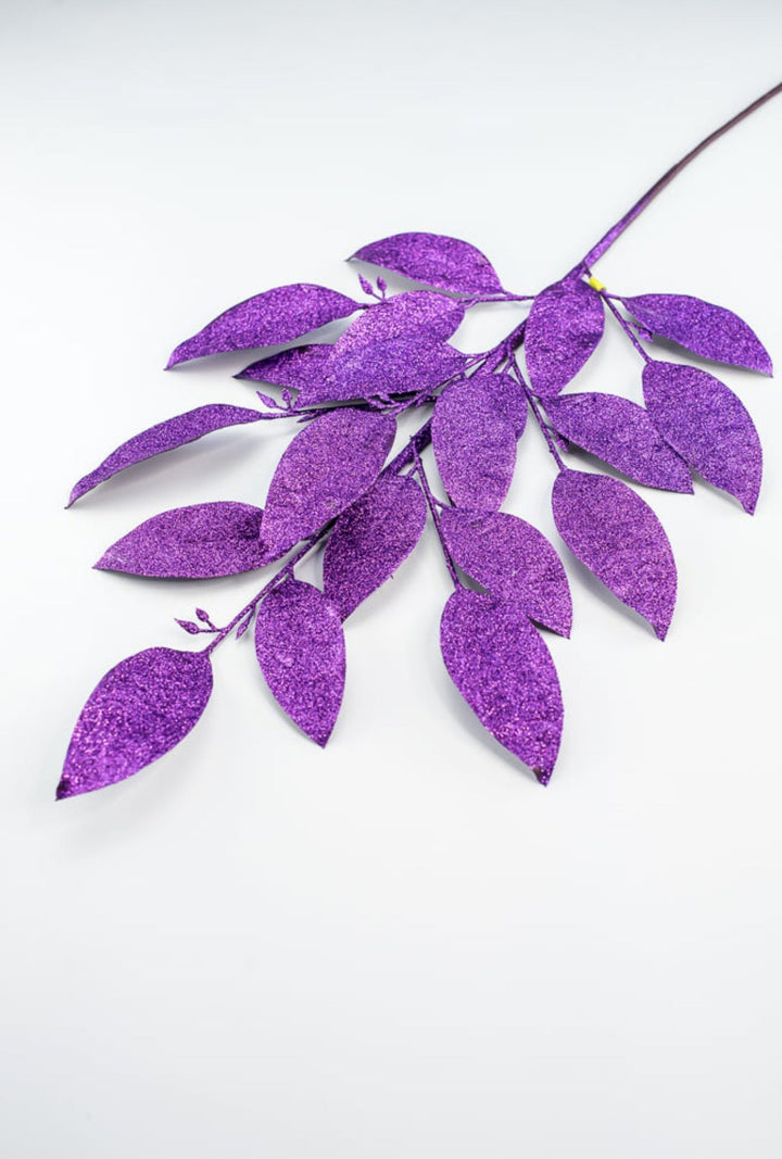 Purple Glitter Leaves Spray - Greenery MarketWreath attachments86008PU