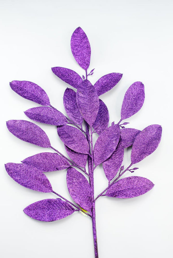 Purple Glitter Leaves Spray - Greenery MarketWreath attachments86008PU