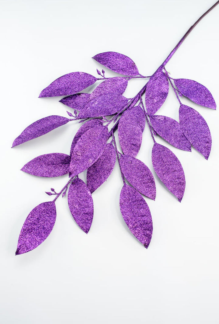 Purple Glitter Leaves Spray - Greenery MarketWreath attachments86008PU