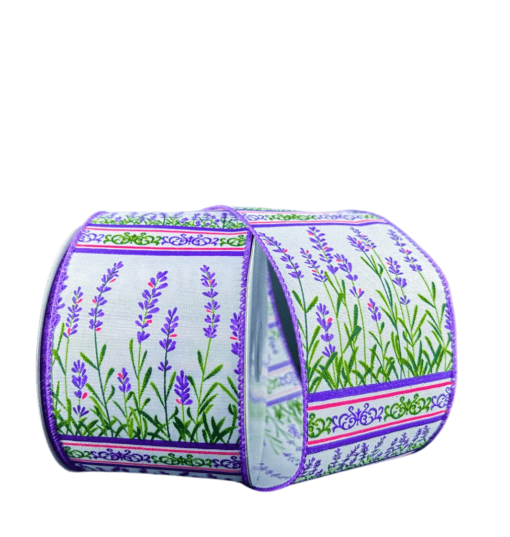 Purple Lavender Floral Wired Ribbon, 2.5” - Greenery MarketWired ribbon42411 - 40 - 30