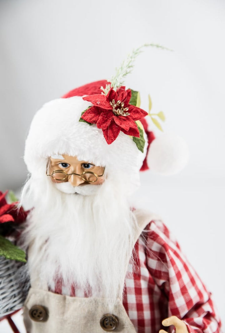 Raz Gingham gardening Santa Claus - Greenery MarketHome decor4415634