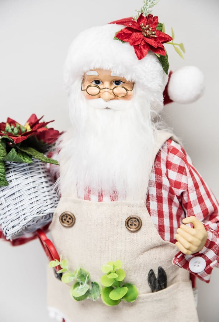 Raz Gingham gardening Santa Claus - Greenery MarketHome decor4415634