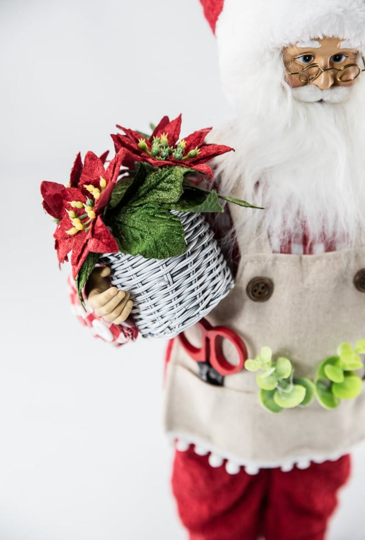 Raz Gingham gardening Santa Claus - Greenery MarketHome decor4415634