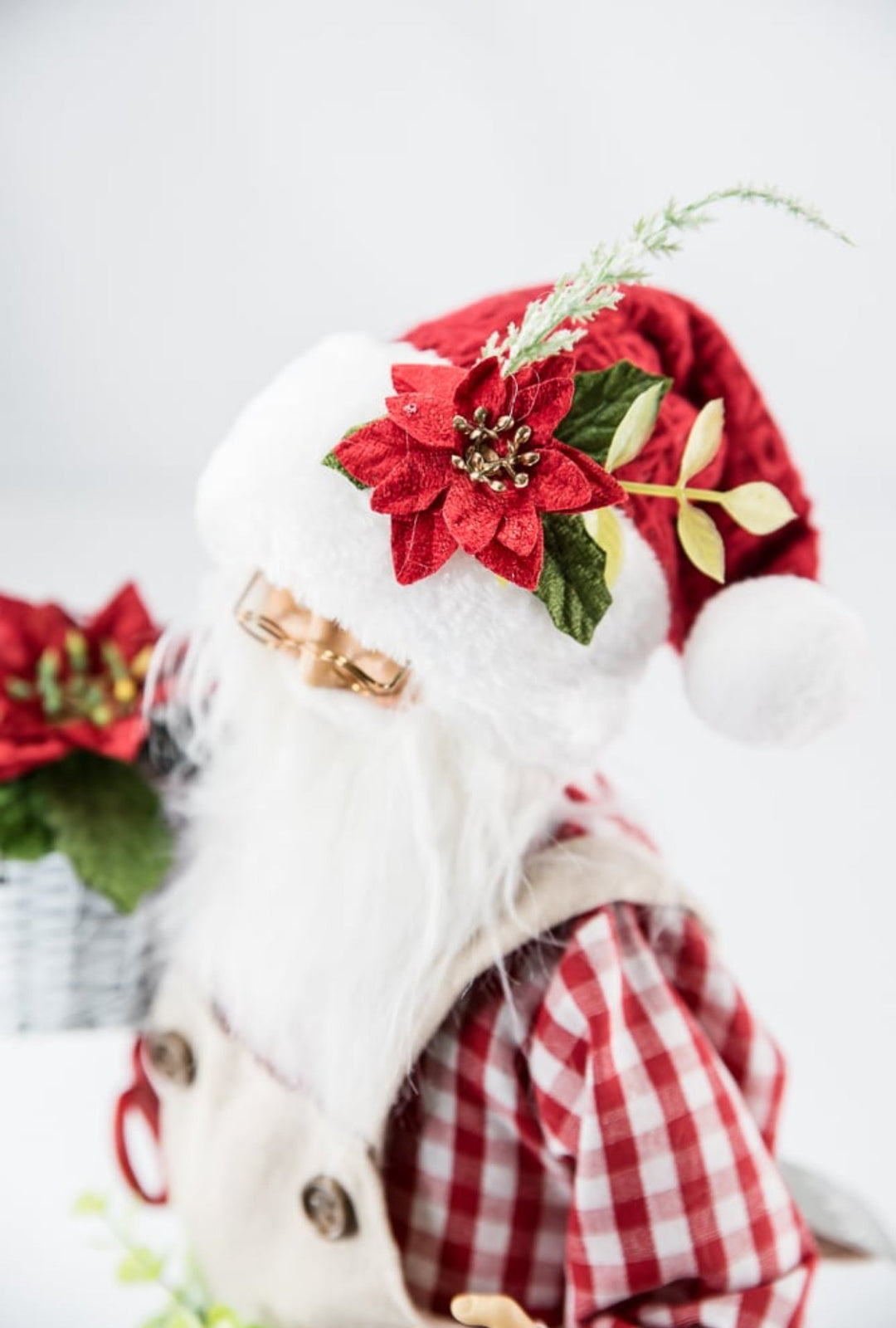 Raz Gingham gardening Santa Claus - Greenery MarketHome decor4415634