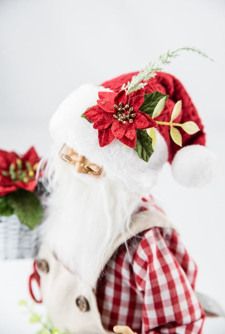 Raz Gingham gardening Santa Claus - Greenery MarketHome decor4415634