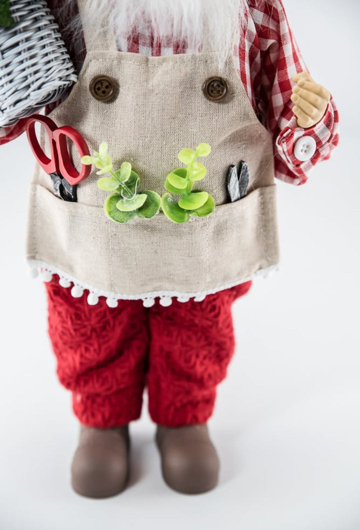 Raz Gingham gardening Santa Claus - Greenery MarketHome decor4415634