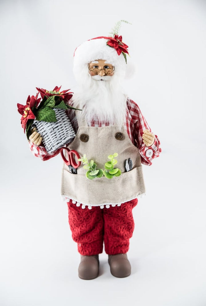 Raz Gingham gardening Santa Claus - Greenery MarketHome decor4415634