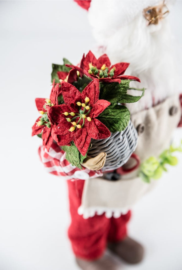 Raz Gingham gardening Santa Claus - Greenery MarketHome decor4415634