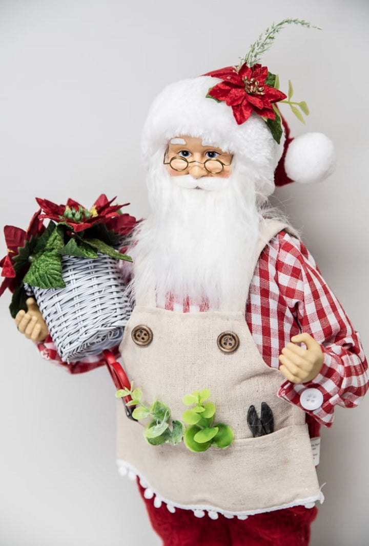 Raz Gingham gardening Santa Claus - Greenery MarketHome decor4415634