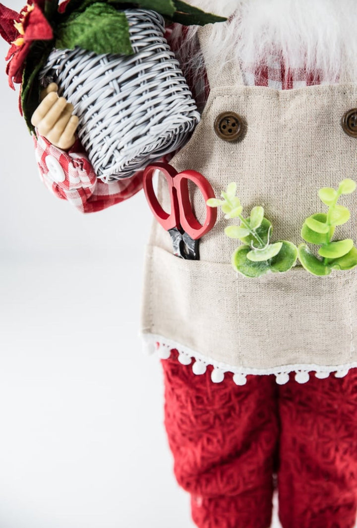 Raz Gingham gardening Santa Claus - Greenery MarketHome decor4415634