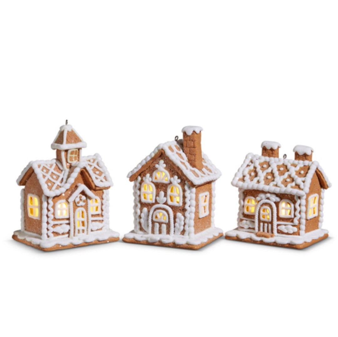 Raz lighted gingerbread houses ornaments - set of 3 - Greenery Market4416149