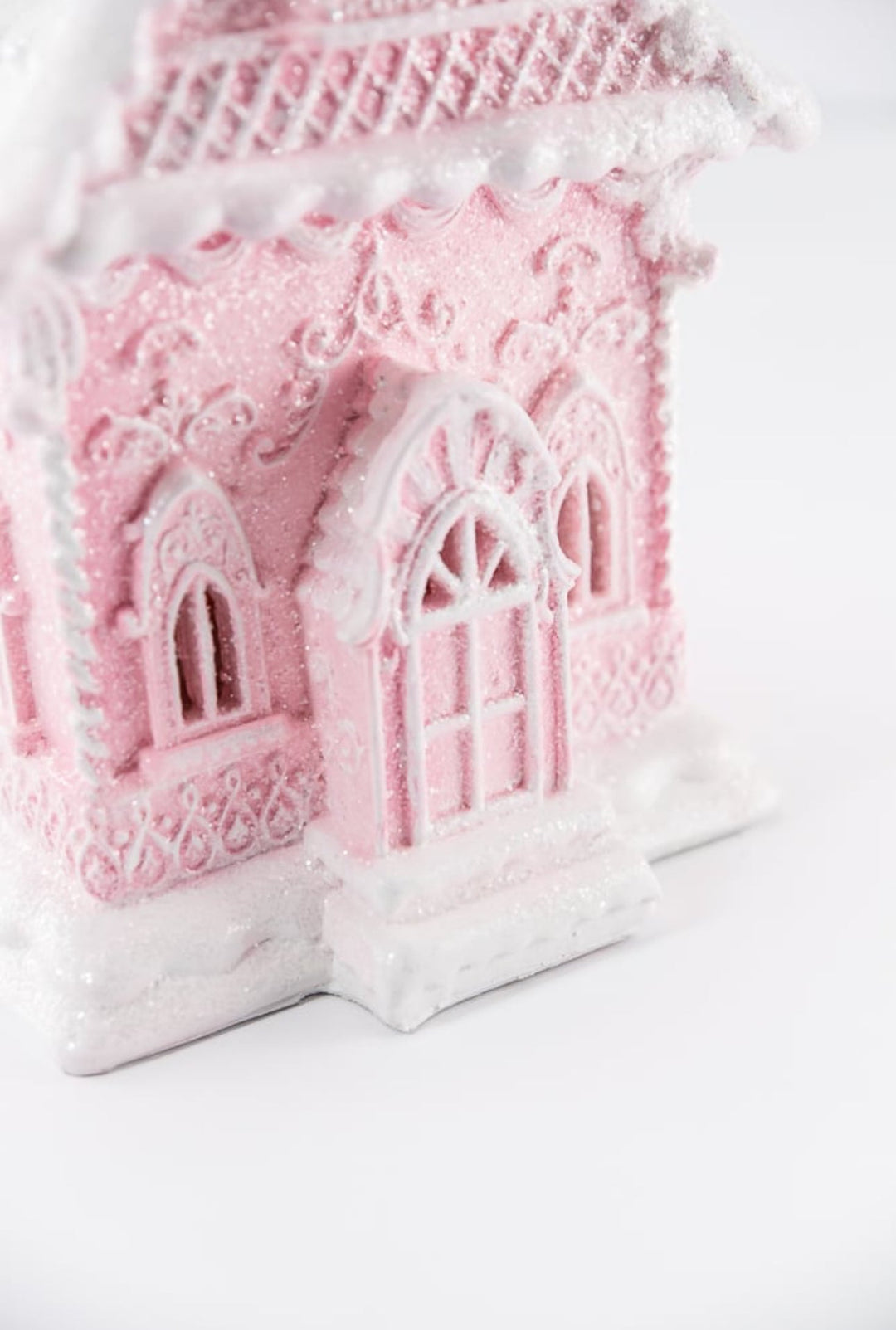 Raz lighted, pink gingerbread house - 13” - Greenery Market4457675
