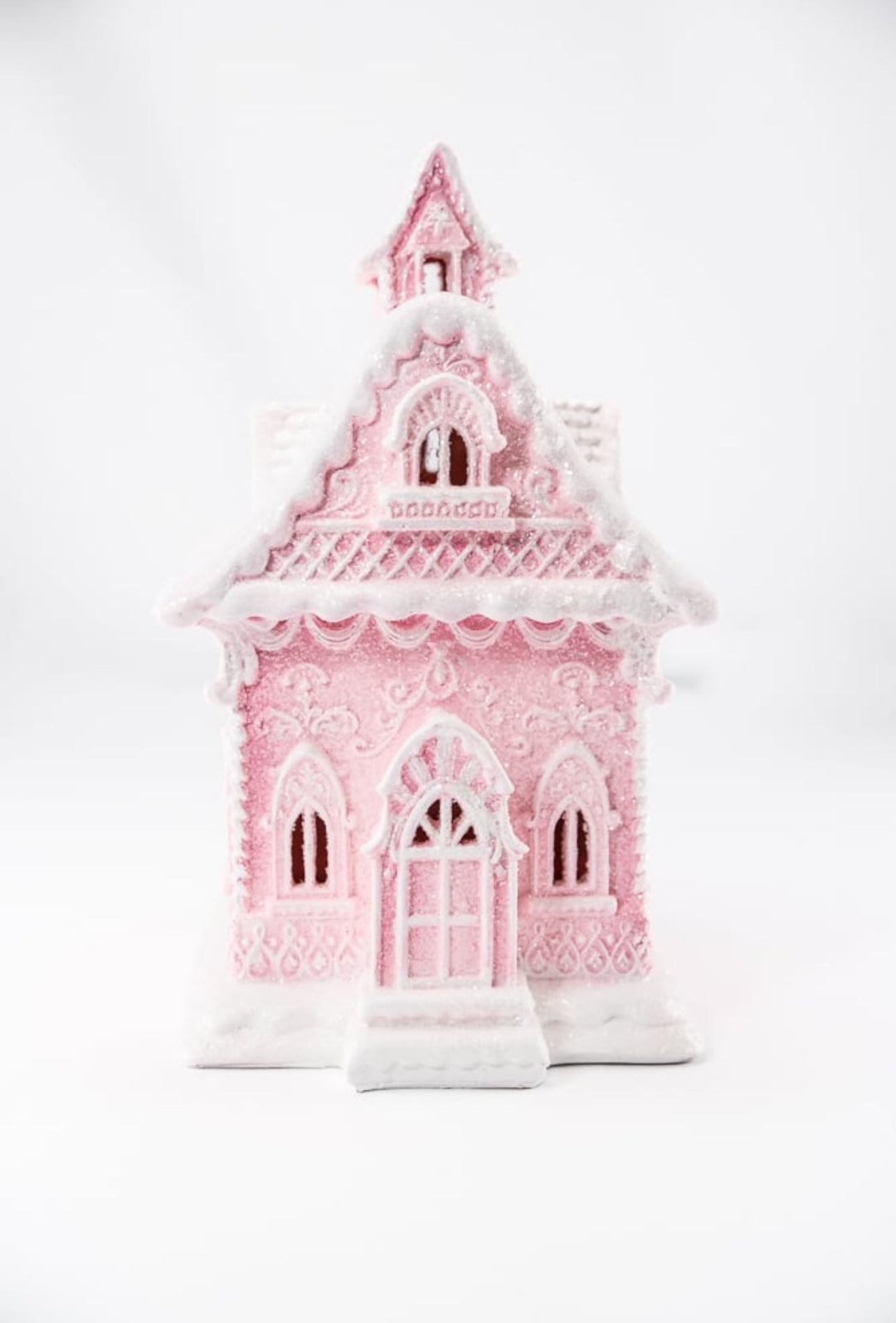Raz lighted, pink gingerbread house - 13” - Greenery Market4457675