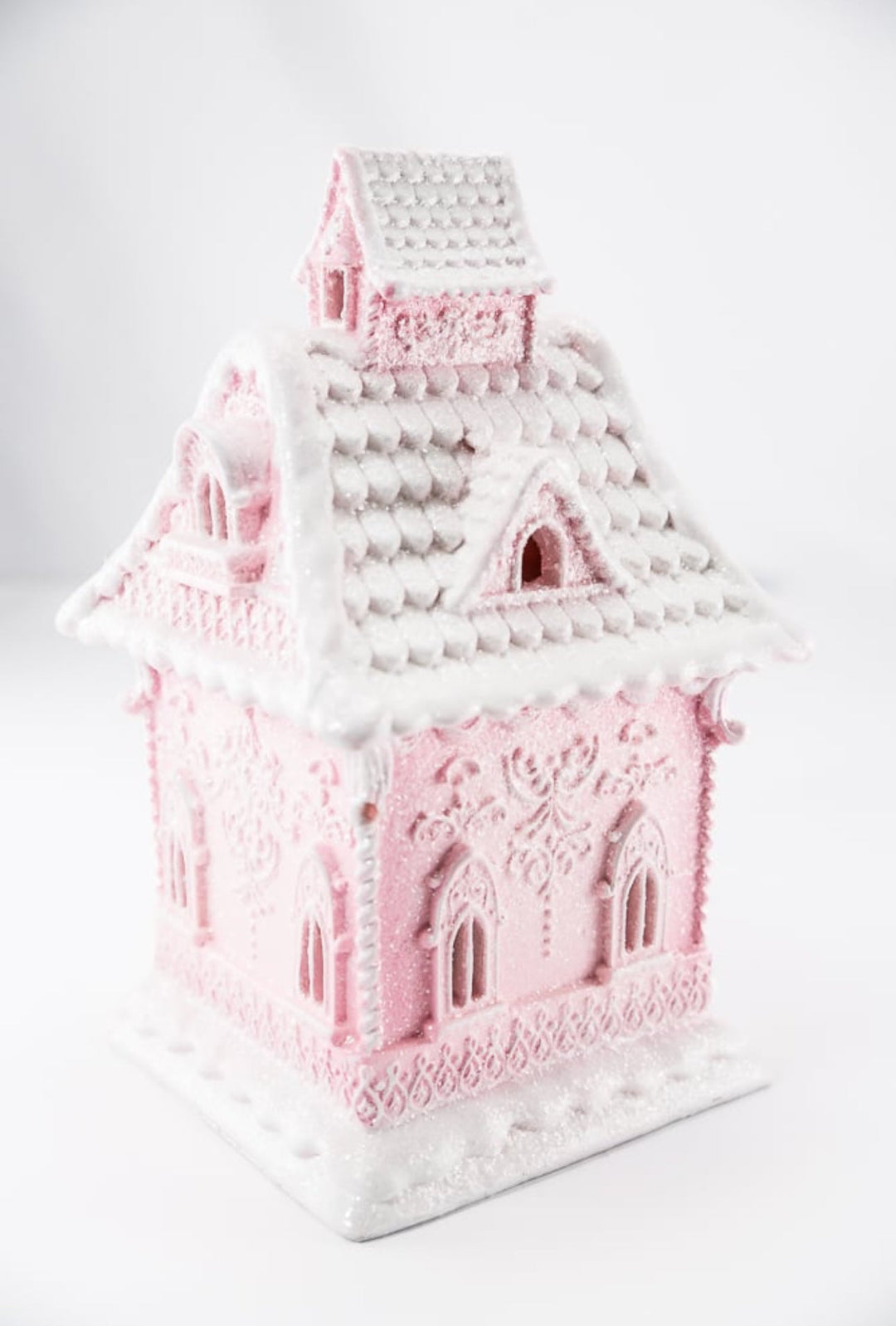 Raz lighted, pink gingerbread house - 13” - Greenery Market4457675