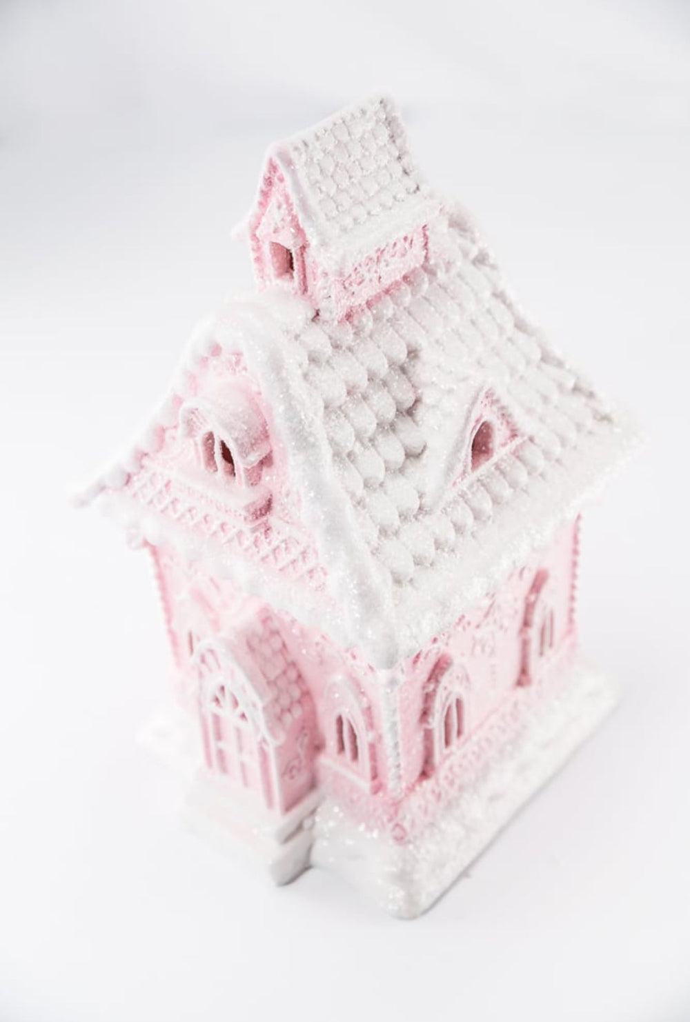 Raz lighted, pink gingerbread house - 13” - Greenery Market4457675