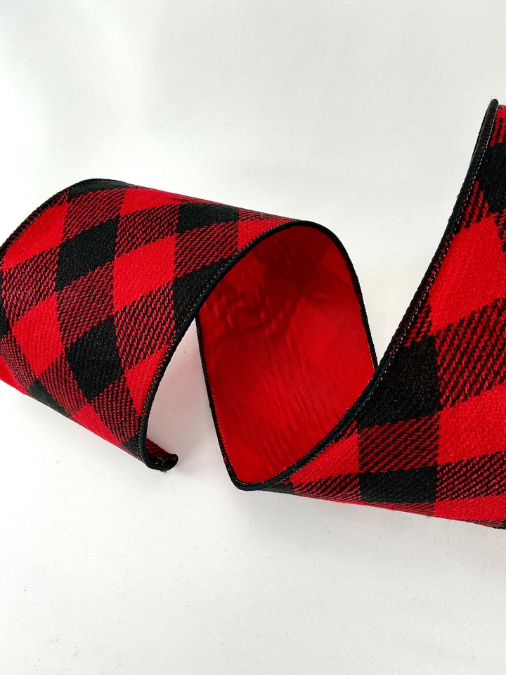 Red and black diamond 4” farrisilk wired ribbon - Greenery MarketRibbons & TrimRa338 - 58