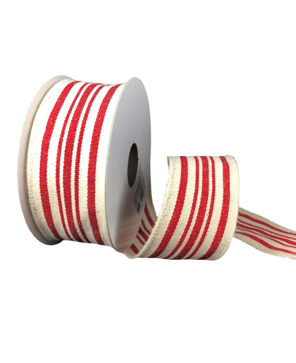 Red and cream canvas stripe wired ribbon 1.5” - Greenery MarketWired ribbon6700109 - 12