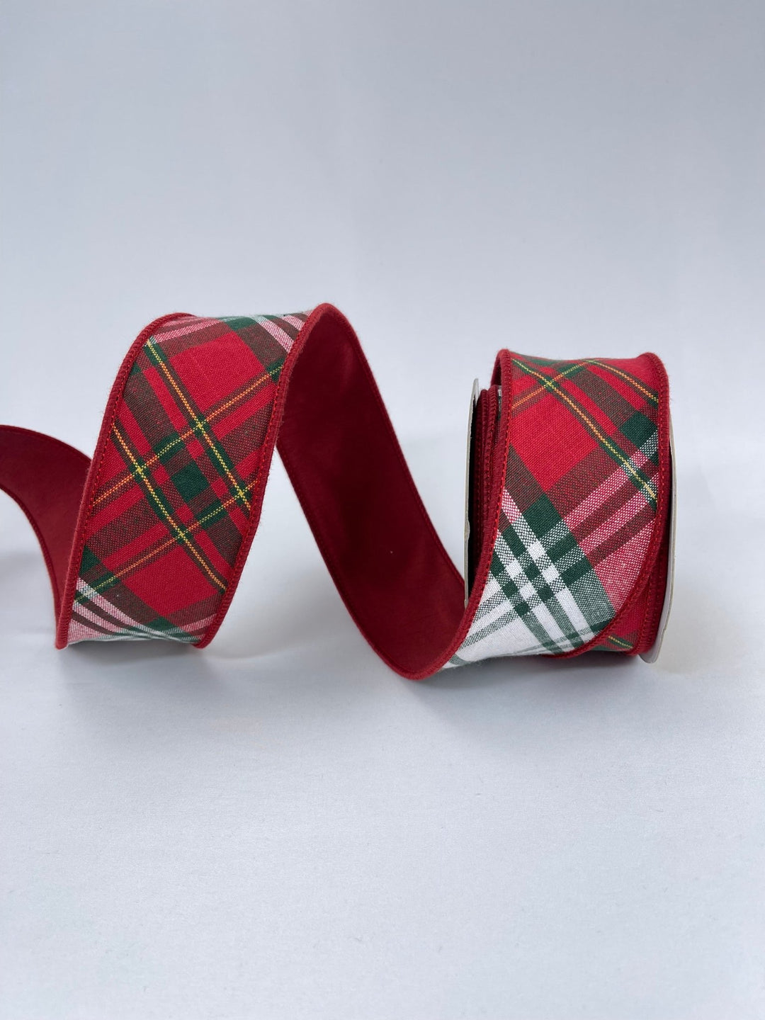 Red and green holiday plaid ribbon - 2.5” - Greenery MarketWired ribbon237111