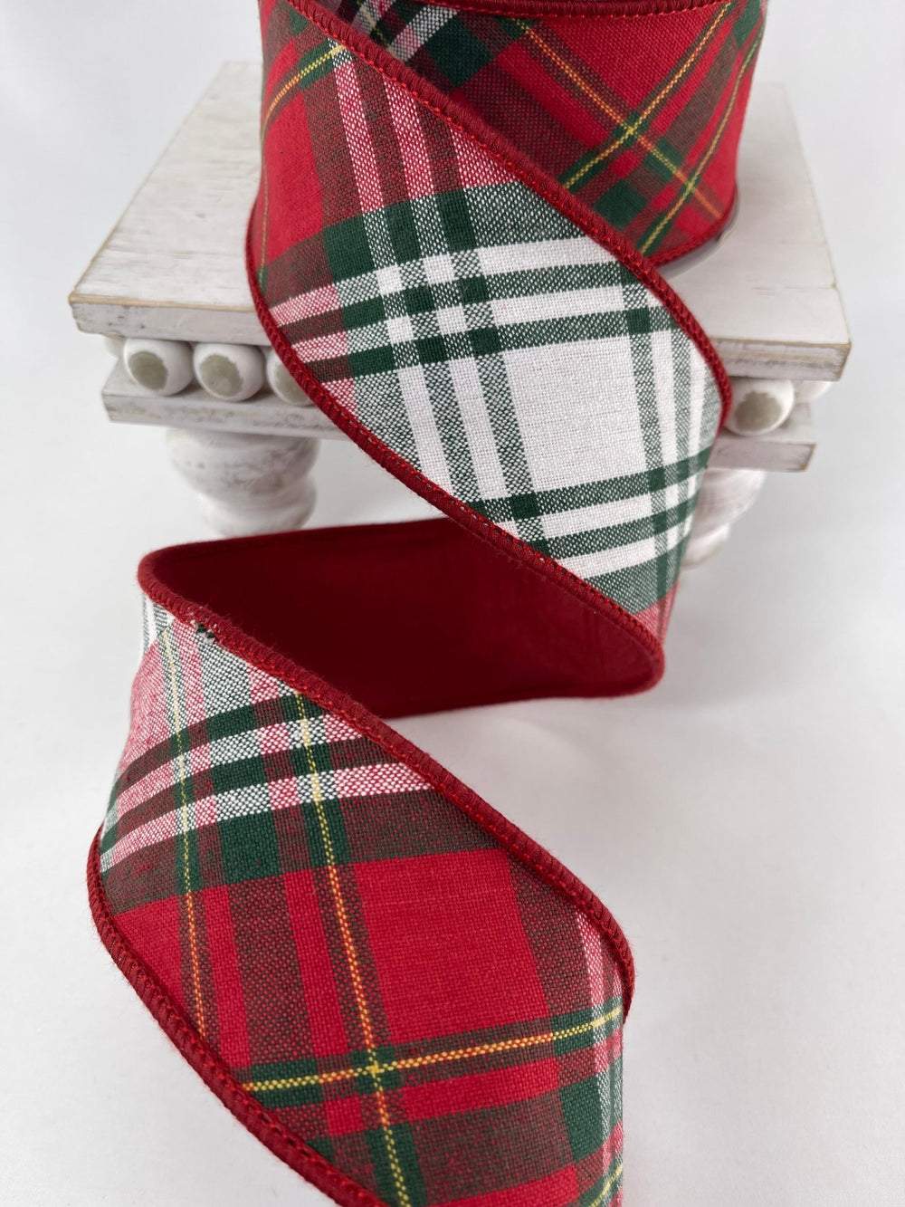 Red and green holiday plaid ribbon - 2.5” - Greenery MarketWired ribbon237111