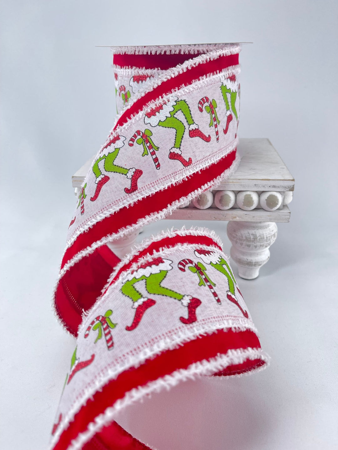 Red and lime green monster wired ribbon, 4” - Greenery MarketWinter and Christmas75153 - 04 - 12