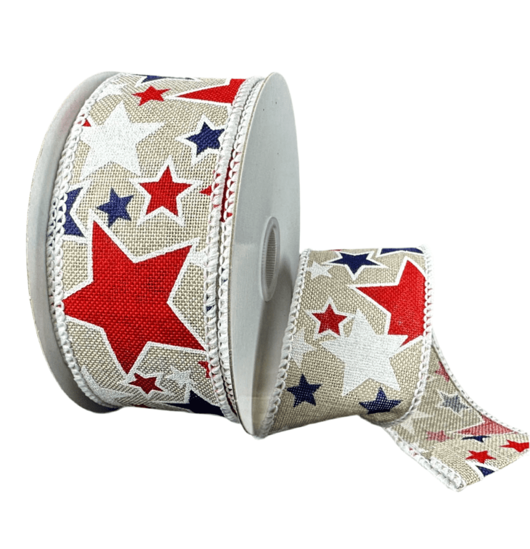 Red And Navy Blue Stars Wired Ribbon 1.5” - Greenery MarketWired ribbon41503 - 09 - 27