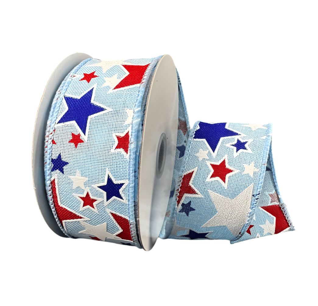 Red And Royal Blue Stars Wired Ribbon 1.5” - Greenery MarketWired ribbon41503 - 09 - 04
