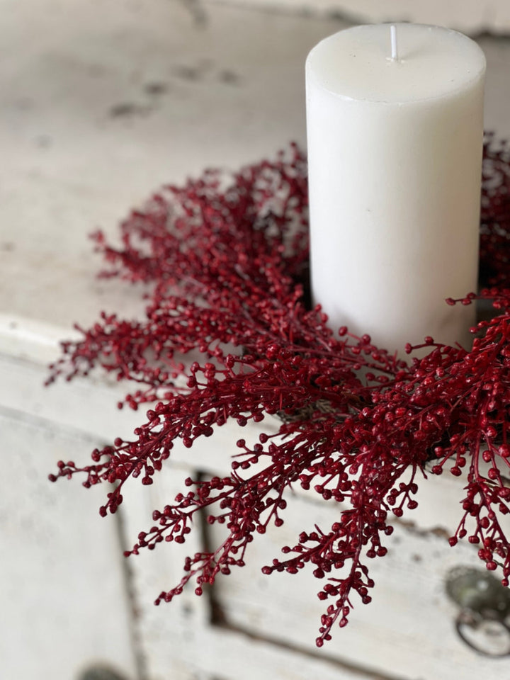 Red berries mini wreath, candle ring wreath - Greenery Marketwreath base & containersXVP9705