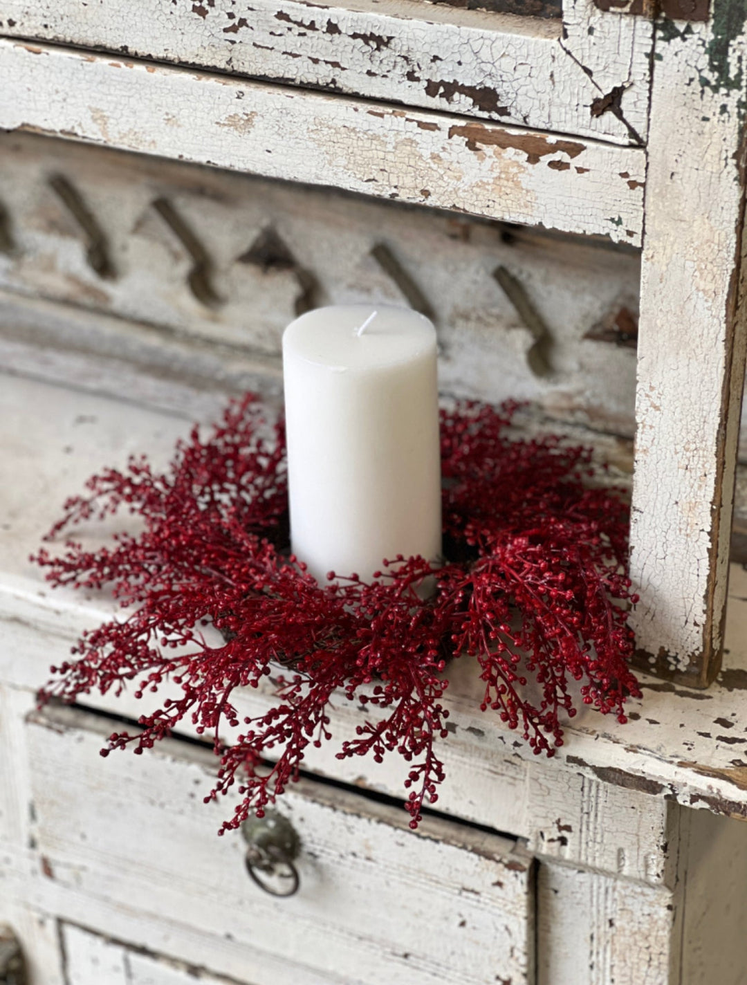 Red berries mini wreath, candle ring wreath - Greenery Marketwreath base & containersXVP9705