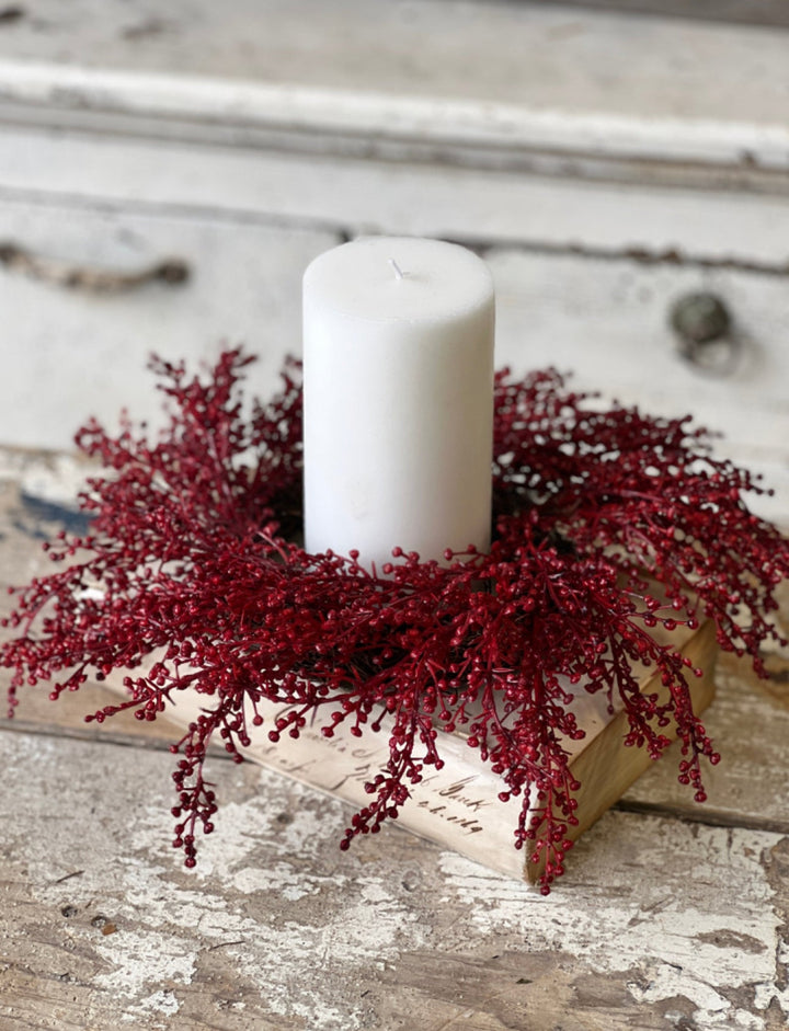 Red berries mini wreath, candle ring wreath - Greenery Marketwreath base & containersXVP9705