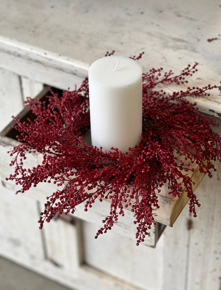 Red berries mini wreath, candle ring wreath - Greenery Marketwreath base & containersXVP9705