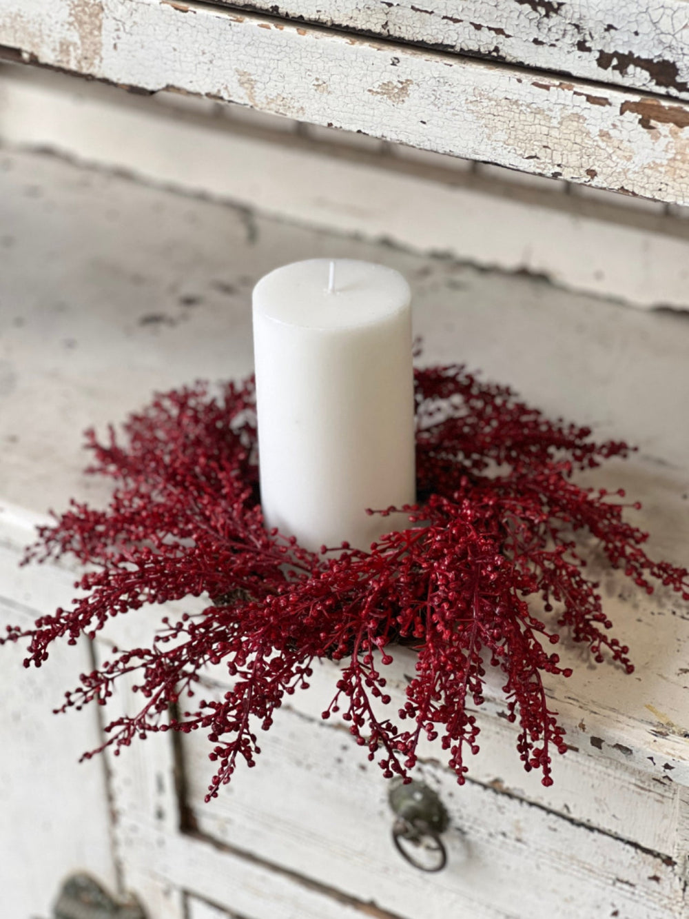 Red berries mini wreath, candle ring wreath - Greenery Marketwreath base & containersXVP9705